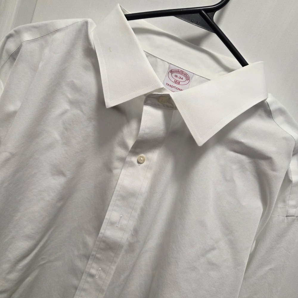Brooks Brothers 1818 Traditional White Non-Iron Cotton French Cuff Shirt 18-34
